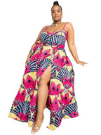 Wmstar Plus Size Dresses for Women Floral Printed Slip  Loose Stretch Big Swing Maxi Dress Summer Clothes Wholesale Dropshipping