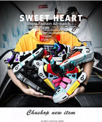 Wudao student couple sports board shoes Women's new non-slip thick soled sports shoes men ventilated Velcro casual shoes