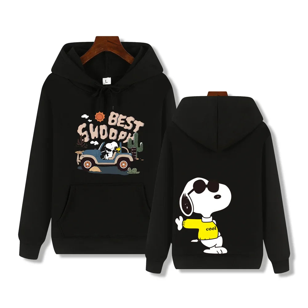 Men's casual fashion brand high-end quality Snoopy print Autumn Winter thick warm street fashion hoodie