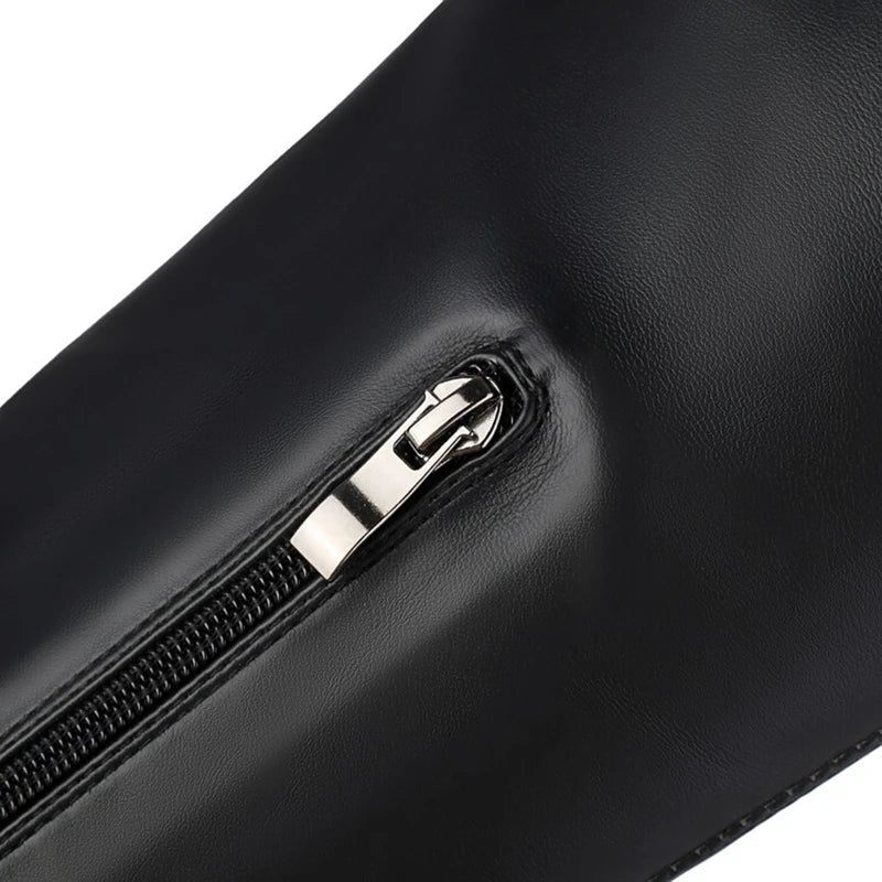 ANOVISHANA New Winter Autumn Over Knee Boots 3.5cm Square Heel Round Toe Leather Thigh High Fashion Big Size 45 46 47 48 US17