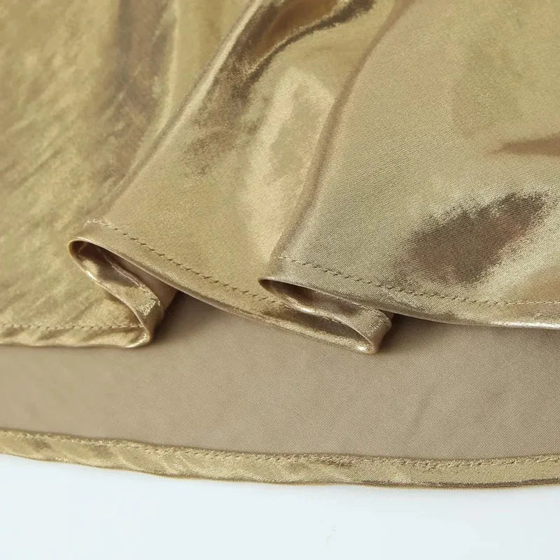 TRAF Slip Dress Backless Short Dresses for Women 2023 Sexy Gold Silver Dress Party Mini Prom Gala Dresses Woman