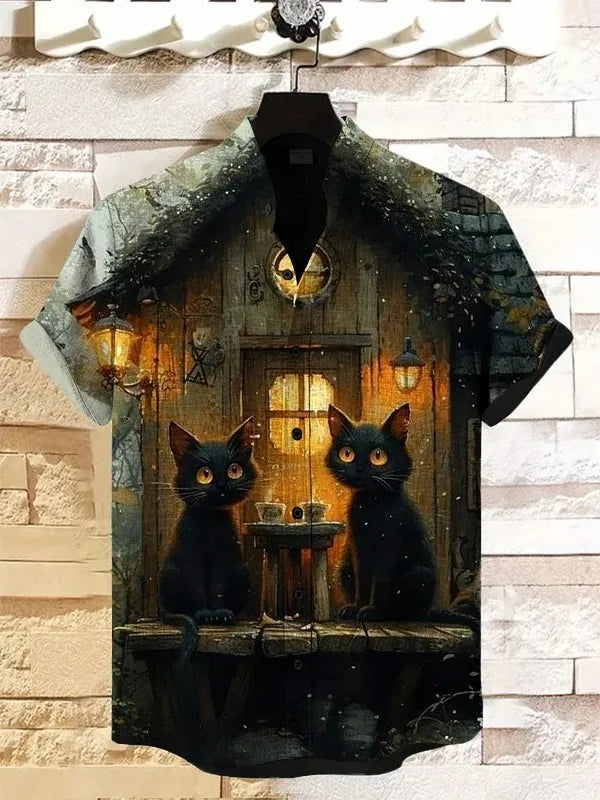 Men's Art Graphics Shirts Short Sleeved Button Down Lapel Shirt For Summer Oversized Tops Vacation Casual Hawaiian Shirts