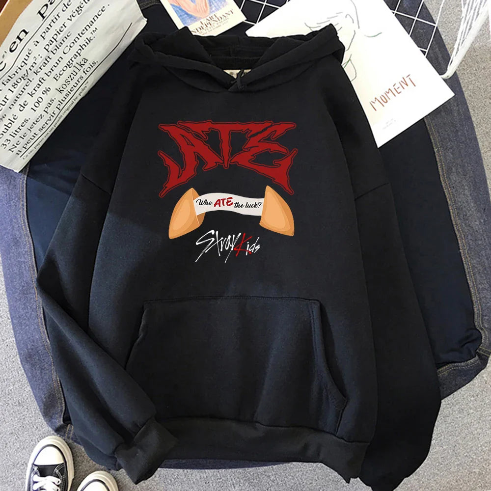 Ate CHK CHK BOOM Who Hoodie Who Ate The Luck Women Harajuku Hoodies Unisex Autumn Winter Aesthetic Pullovers Sweatshirt Vintage