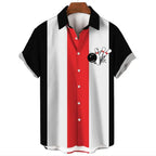 Men's Shirt for men Fashion Bowling Ball Pattern Tops Summer Men's Clothing Short-Sleeved Button Loose Blouse Hawaiian Shirts