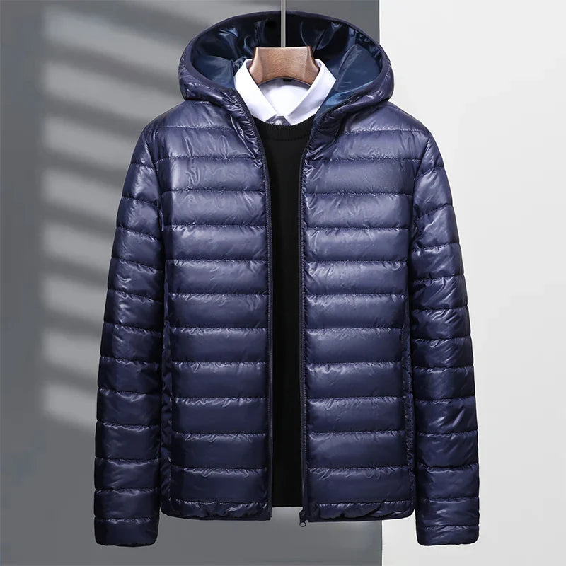 Men's cotton coat hooded jacket striped lightweight design 2024 autumn and winter loose oversized warm jacket cotton jacket top