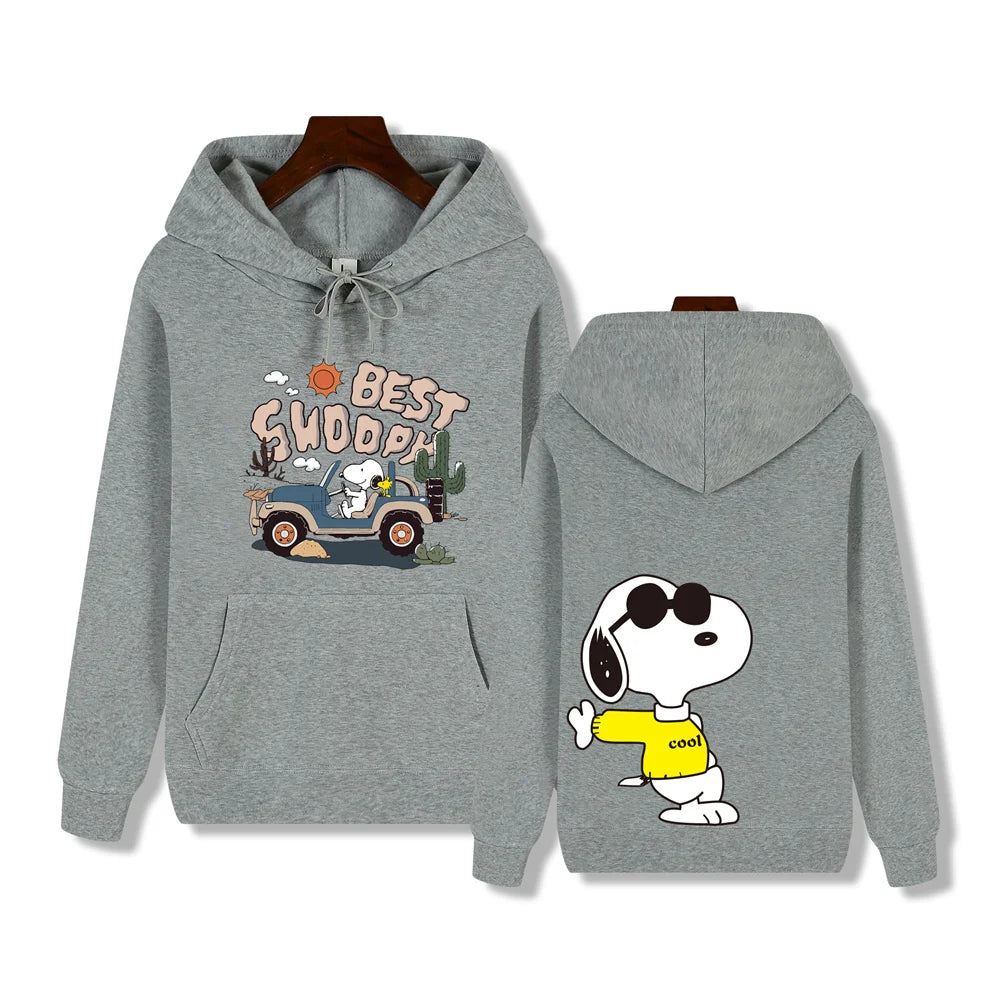 Men's casual fashion brand high-end quality Snoopy print Autumn Winter thick warm street fashion hoodie