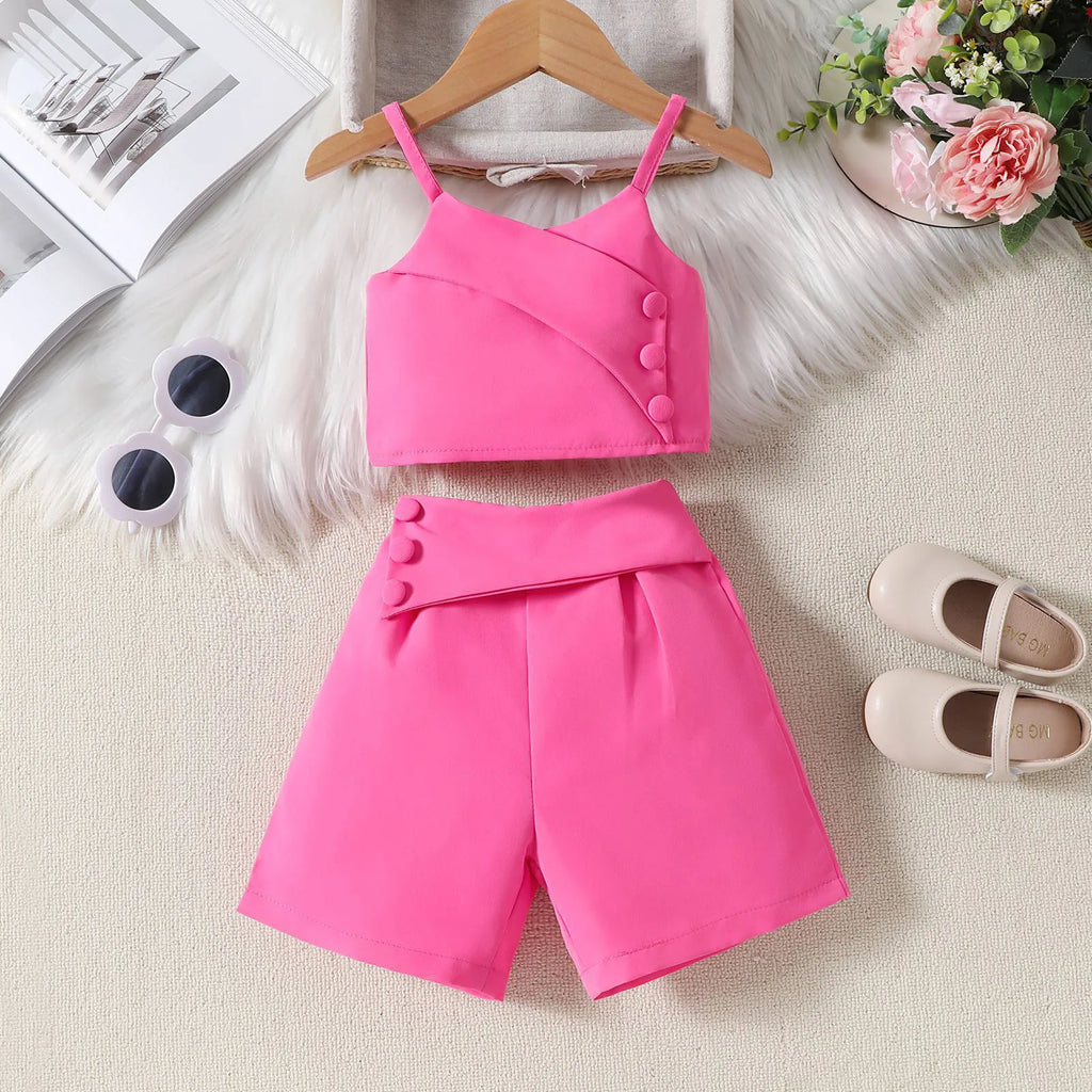 Toddler Kids Baby Girls Clothes Sets Strap Sleeveless Vest Tops Shorts 2PCS Summer Outfits Fashion Girls Clothes Set 0-6Years
