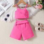 Toddler Kids Baby Girls Clothes Sets Strap Sleeveless Vest Tops Shorts 2PCS Summer Outfits Fashion Girls Clothes Set 0-6Years