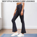 Women's Super Soft Flare Pants High Waisted Tummy Control Workout Yoga Push Up Gym Fitness  Long Leggings Bell Bottoms