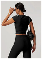 SWELTERING Women Short Sleeve Yoga Top Sport T Shirts Fitness Workout Clothes Yoga Shirt Gym Top Running Active Wear Sport Top