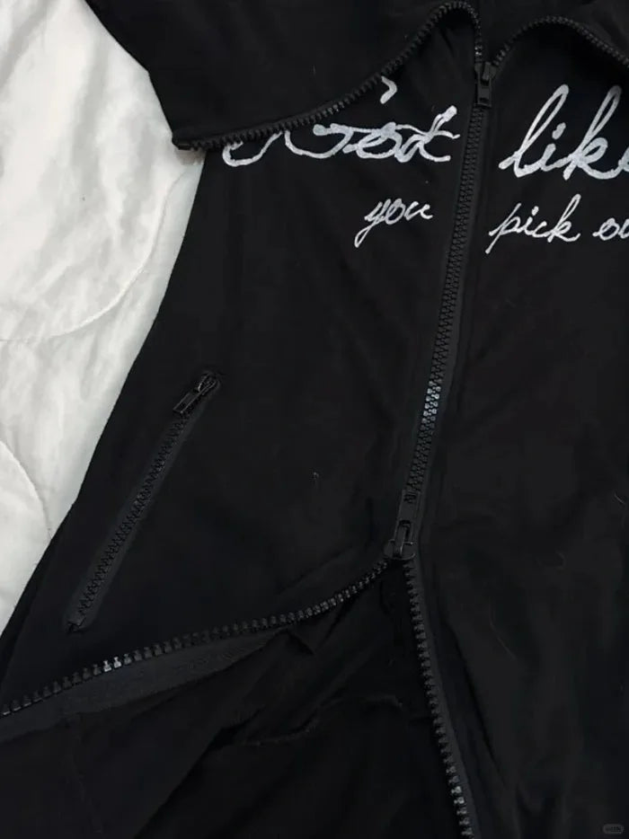 Elegant Party Woman Dresses Vintage Short sleeve Zipper Bag hip Skirt Sexy Girl Green Dress Gothic Letter Sling Short Skirt Y2k