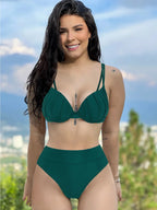 Cheap Push Up Bikinis Women Swimsuits  Solid Padded Women Swimwear Vintage Female Swimsuit High Waist Biquini Bathing Suit