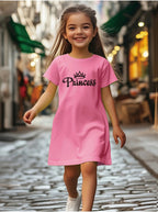 Girl's summer casual A-line dress with letter print | Machine washable, perfect for spring and summer outings