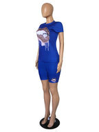 Wmstar Plus Size Two Piece Outfits for Women Tracksuit Shorts Sets  Lip Print Top Casual New In Matching Wholesale Dropshipping