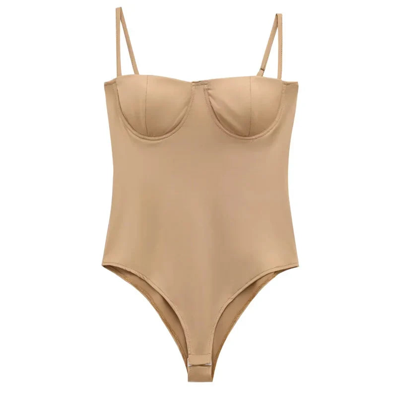 TRAF Woman 2025 Bodysuits Corset Off Shoulder Bodysuits Sexy Lingerie Summer Sleeveless Smooth Slimming Body Backless One Piece