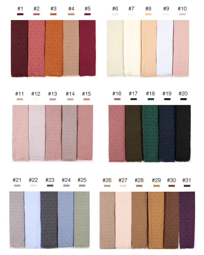 Dot Pom Pom Cotton Hijab Scarves Women Muslim Shawls Big Size Headscarf Wraps Solid Headbands Turbans Bandana Foulard Bufandas