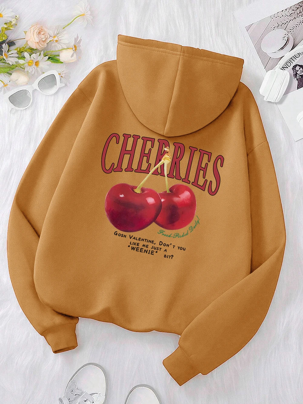 Cherries Cosh Valentine Funny Print Hoody Men Women Hip Hop Pullover Hoodie Loose Warm Sweatshirt Fashion Fleece Clothing Couple
