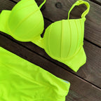 Cheap Push Up Bikinis Women Swimsuits  Solid Padded Women Swimwear Vintage Female Swimsuit High Waist Biquini Bathing Suit