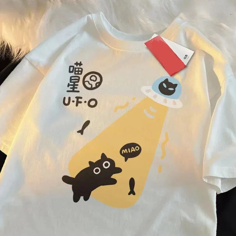 American Retro Short Sleeved T-shirt Men/Women 2025 Summer New Korean Ins Neutral Style Round Neck Top