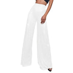 Women's Fashion Solid Color High Waist Sequin Side Zipper Draped Wide Leg Pants Pants for Women Women's Pants Women's Pants 2024