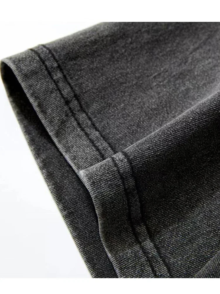 Washed Vintage T-Shirts Street Hip Hop Retro Punk T Shirt women Harajuku Casual Cotton Short Sleeve Acid Wash TShirts top 2025