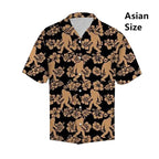 Hawaiian Bigfoot Pirate Man Shirts Women Tropical Summer Aloha Casual Shirts Button Down Short Sleeve Sasquatch Shirt Clothing