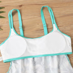 Women's Sexy Slim fit printed suspenders slit boxer shorts bikini plus size swimsuit two piece comfortable pretty swimwear swims