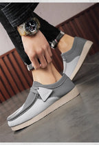 Fashion Khaki Casual Shoes For Men Suede Leather Loafers Men Platform Slip-on Men's Driving Shoes Lightweight Leisure Men Shoes