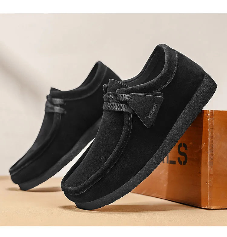 Fashion Khaki Casual Shoes For Men Suede Leather Loafers Men Platform Slip-on Men's Driving Shoes Lightweight Leisure Men Shoes