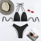 Bathing Suit Tank Bikinis Sets Swimwear 2023 Women Mid Waist Deep V Neck Wide Straps Bikini Summer Beach Wear Swimming купальник