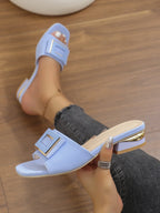 Fashion Women High Heel Slippers Summer Slip on Elegant Low Heel Shoes for Wedding Party Comfortable Non-slip Women's Slippers
