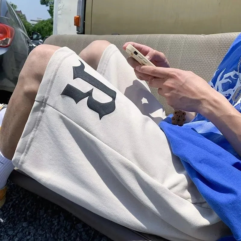 M-8XL Men's Large Loose Gothic Letter B Printed Casual Pants Fashion Sports Pants