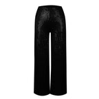 Women's Fashion Solid Color High Waist Sequin Side Zipper Draped Wide Leg Pants Pants for Women Women's Pants Women's Pants 2024