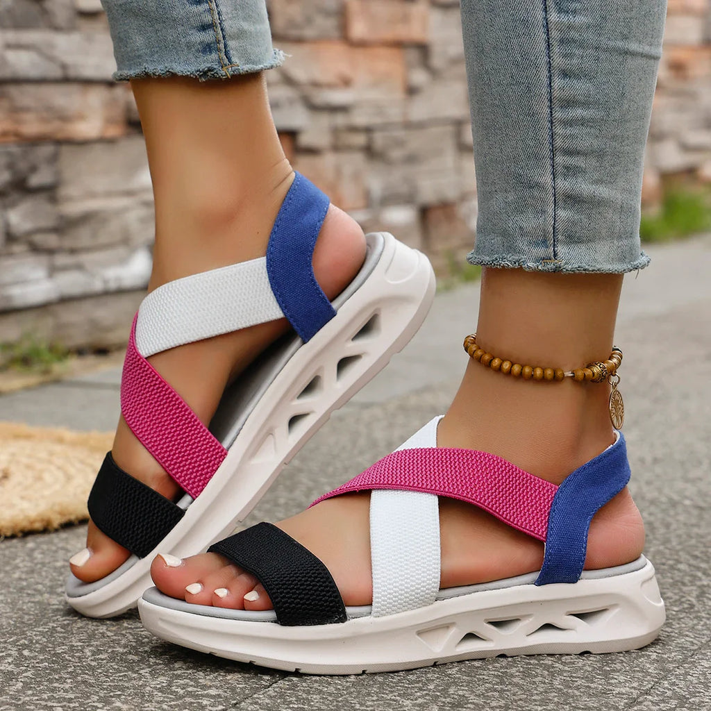 Summer New 2025 Wedge Women's Sandals Platform Outdoor Beach Shoes for Women Elastic Band Design Women Sandals Size 36-43