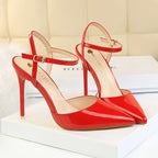 Summer Women Red Blue Sexy Nightclub Stripper Dance Sandals Lady Fetish 10.5cm High Heels Holiday Concise 2024 Versatile Sandles