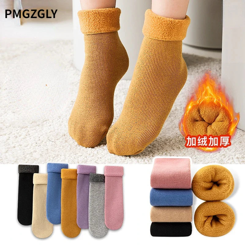 Girls socks Children's snow socks Autumn winter plush thickened warmth medium and large children's baby boys long cotton socks