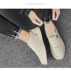 Upgrade your style with Men's Vulcanize Shoes 2025 /White Leather Casual Shoes/