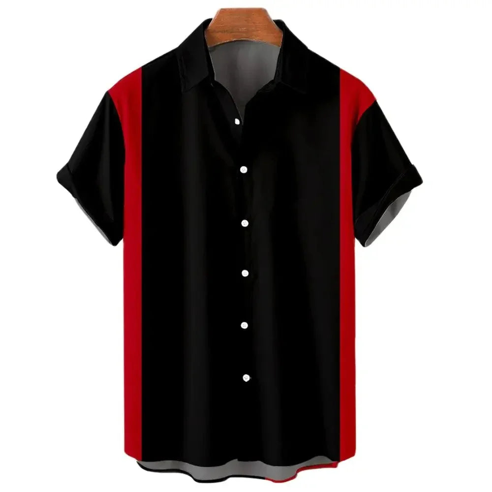 Men's Shirt for men Fashion Bowling Ball Pattern Tops Summer Men's Clothing Short-Sleeved Button Loose Blouse Hawaiian Shirts