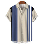 Fashion Men Striped Button Shirt Summer Oversized Short Sleeve Business Casual Streetwear Male