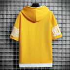 Fashion Men's Hoodies Summer Men Clothing T-shirt Zipper Hood Cartoon Casual T Shirt Print Hooded Top Short Sleeve Men