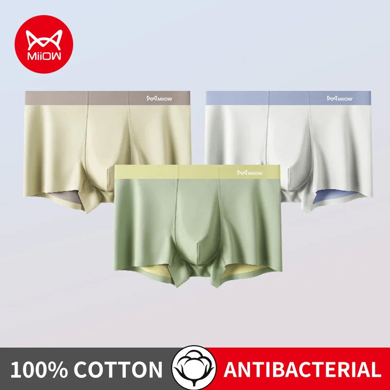 MiiOW Dry Breathable Summer Men's Panties Set Seamless Sexy Men Underwear Boxers Cotton Crotch Man Underpants Male Boxer Briefs