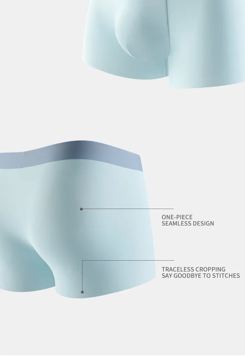 MIIOW 3Pcs Ice Silk Man Underwear Boxer Metal Fiber Antistatic Men Underpants Seamless Cut Hem Men's Panties Boxers Shorts Trunk