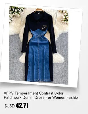 XFPV Women's Sweet Short Denim Dress For Women  Belt Slim Short Sleeved Vestidos Korean Fashion Spring Summer 2025 SM11153