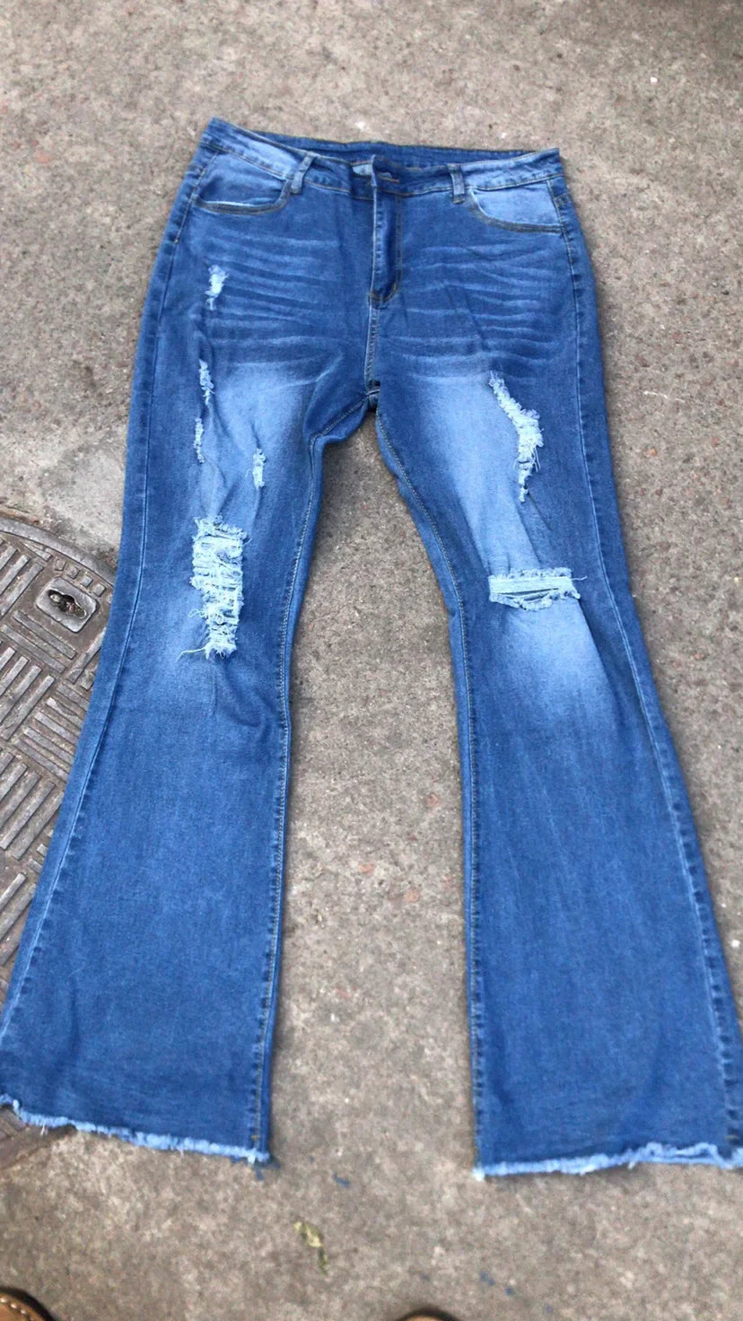 High-Waisted Jeans High Elasticity Splitter Fashion European American Net Red Direct Factory Sales Cross-Border Trade Goods