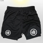Goku Anime Running Shorts Men Fitness Gym Training 2 in 1 Sports Shorts Quick Dry Workout Jogging Double Deck Shorts