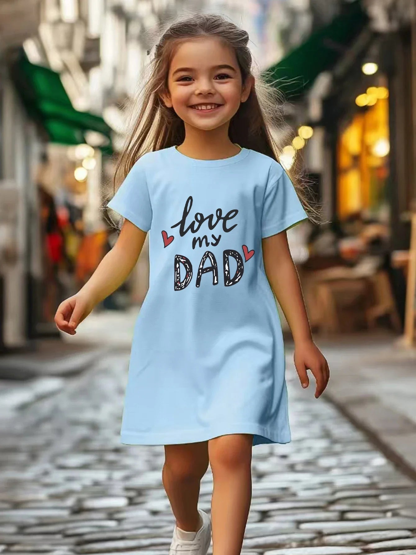 Girls' printed pattern dress, solid color versatile, lightweight matching, suitable for outdoor, home, travel, birthday gifts