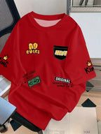 Men's casual crew collar T-shirt 100% polyester knitted fabric short sleeve printed top summer