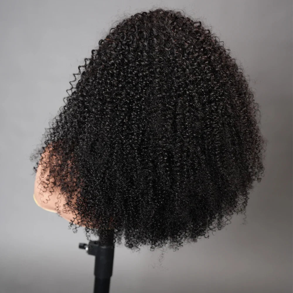 Geeta Half Wigs Human Hair Kinky Curly 3 In 1 Human Hair Wig Seamless Flip Over Half Wig Beginner Friendly Curly Wigs for Women