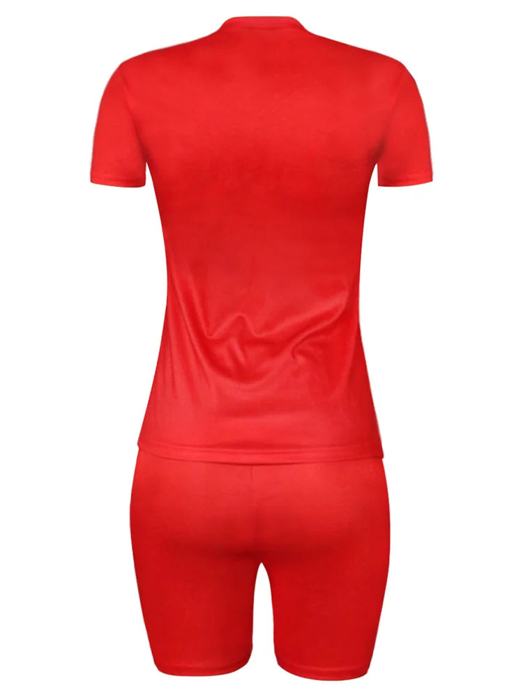 Wmstar Plus Size Two Piece Outfits for Women Tracksuit Shorts Sets  Lip Print Top Casual New In Matching Wholesale Dropshipping