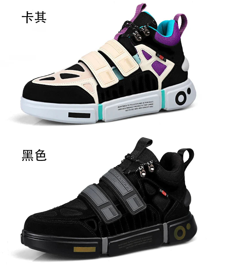 Wudao student couple sports board shoes Women's new non-slip thick soled sports shoes men ventilated Velcro casual shoes